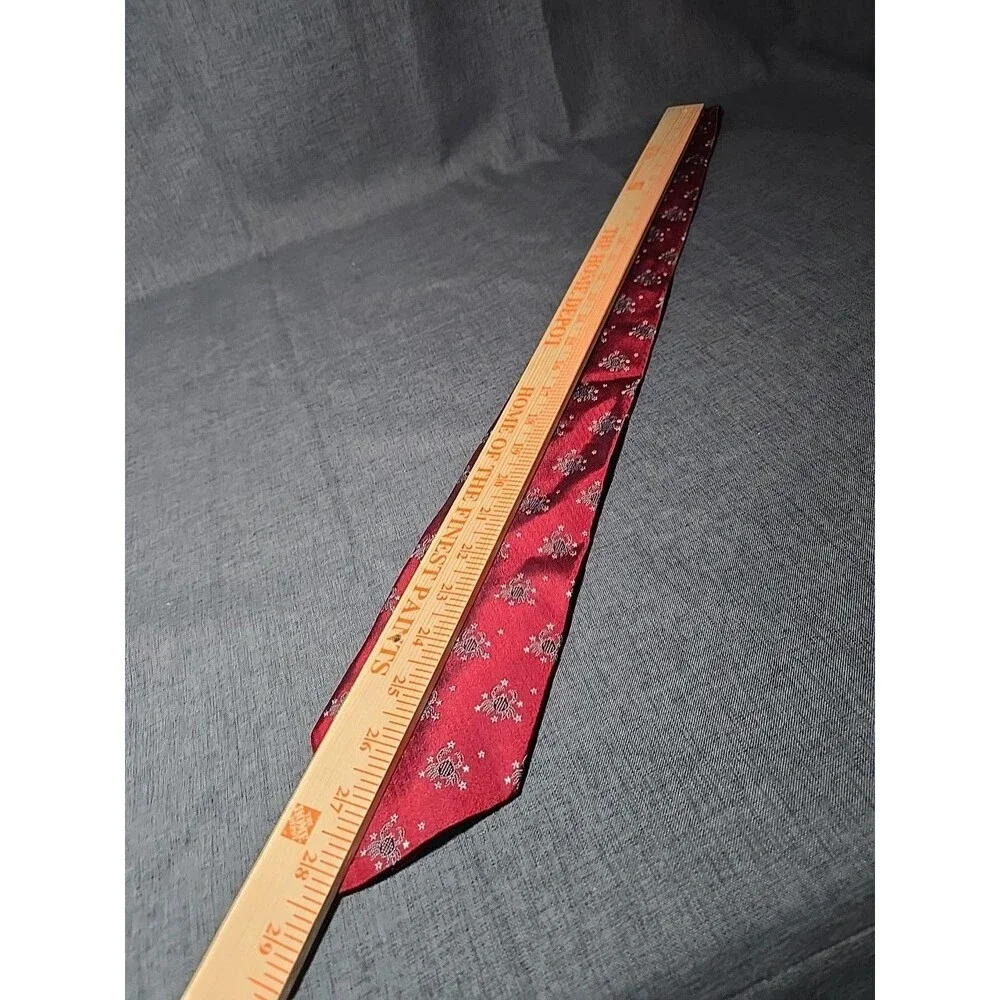 Vintage Tommy Hilfiger Astrology Cancer Crab & Stars Red Tie 100% Silk Witchy